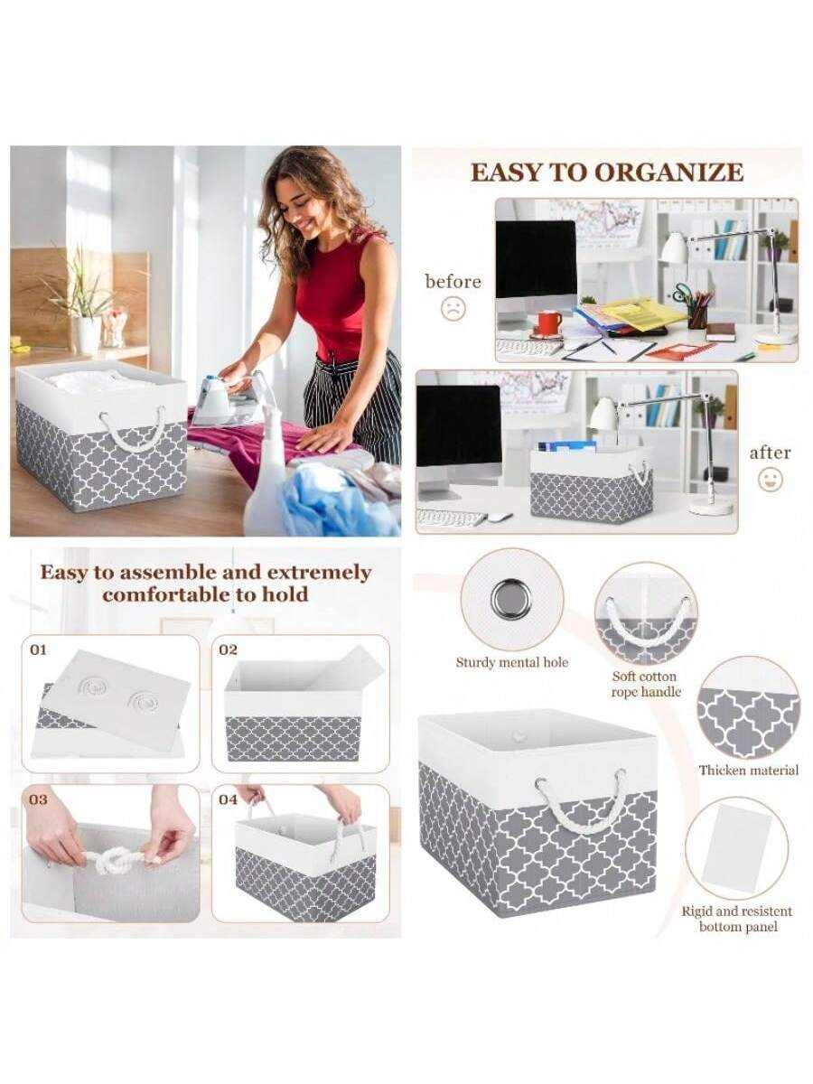 EASY TO ORGANIZE

before 😔

Easy to assemble and extremely comfortable to hold

01
02
03
04

after 😊

Sturdy mental hole
Soft cotton rope handle
Thicken material
Rigid and resistant bottom panel