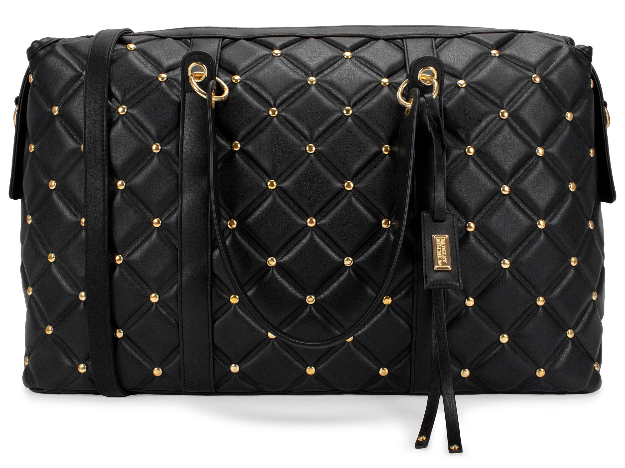 Badgley Mischka - Quilted Vegan Leather Weekender Tote Bag - Black