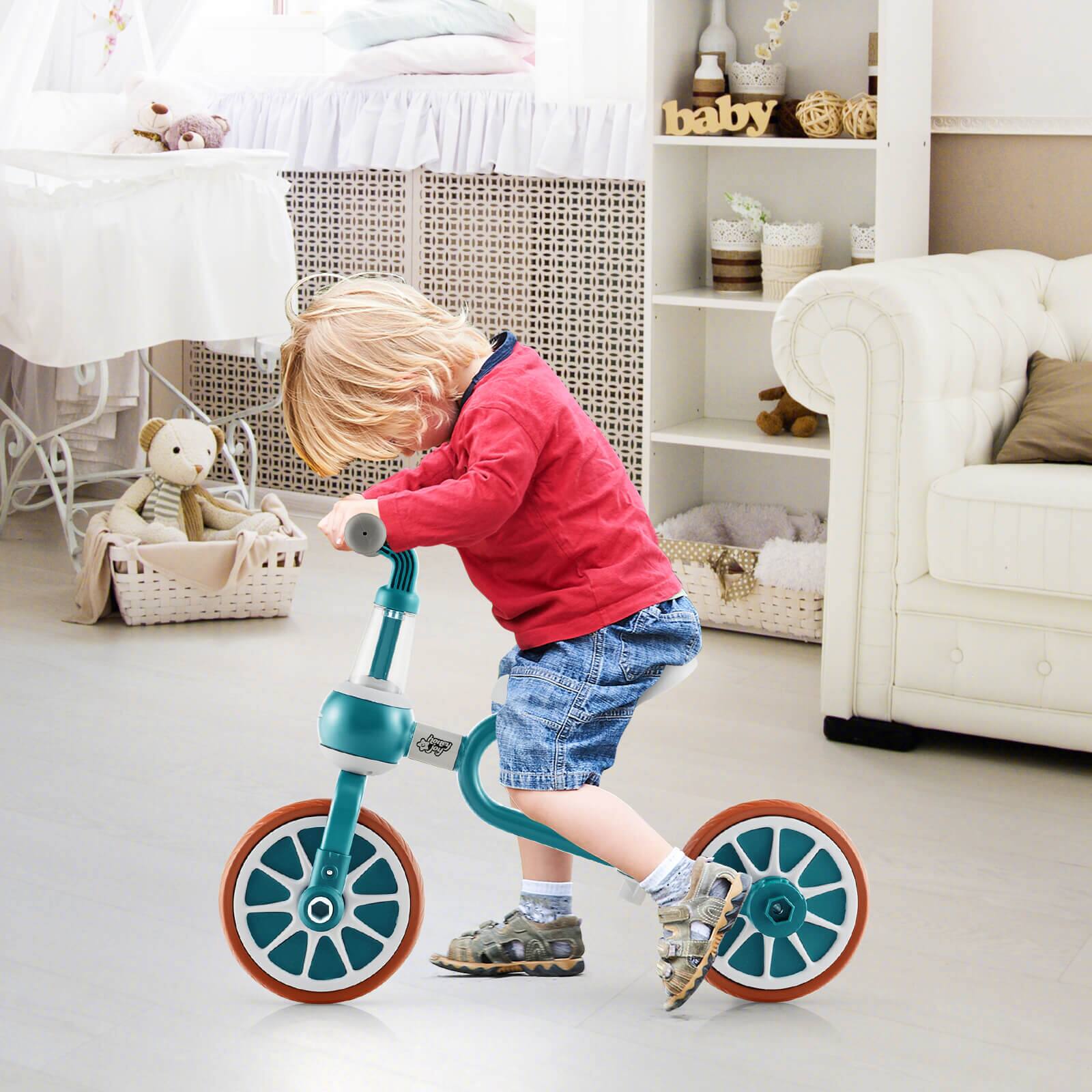 Alt View 4. Costway - Costway 4 in 1 Kids Tricycles with Push Handle & Training Wheels Baby Balance Bike - Green.