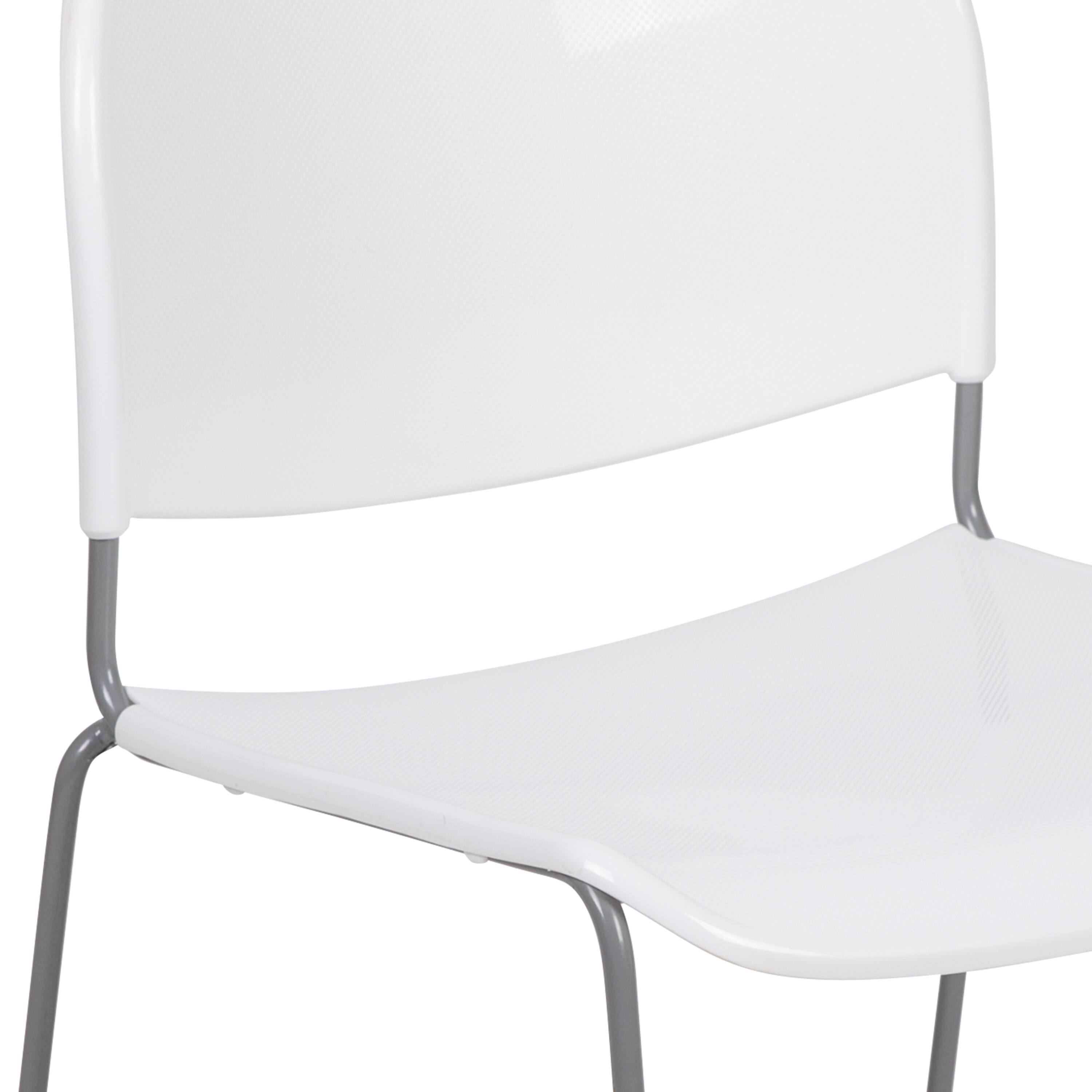 Alt View 10. Emma + Oliver - Ultra-Compact School Stack Chair - Office Guest Chair/Student Chair - White Plastic/Silver Frame.