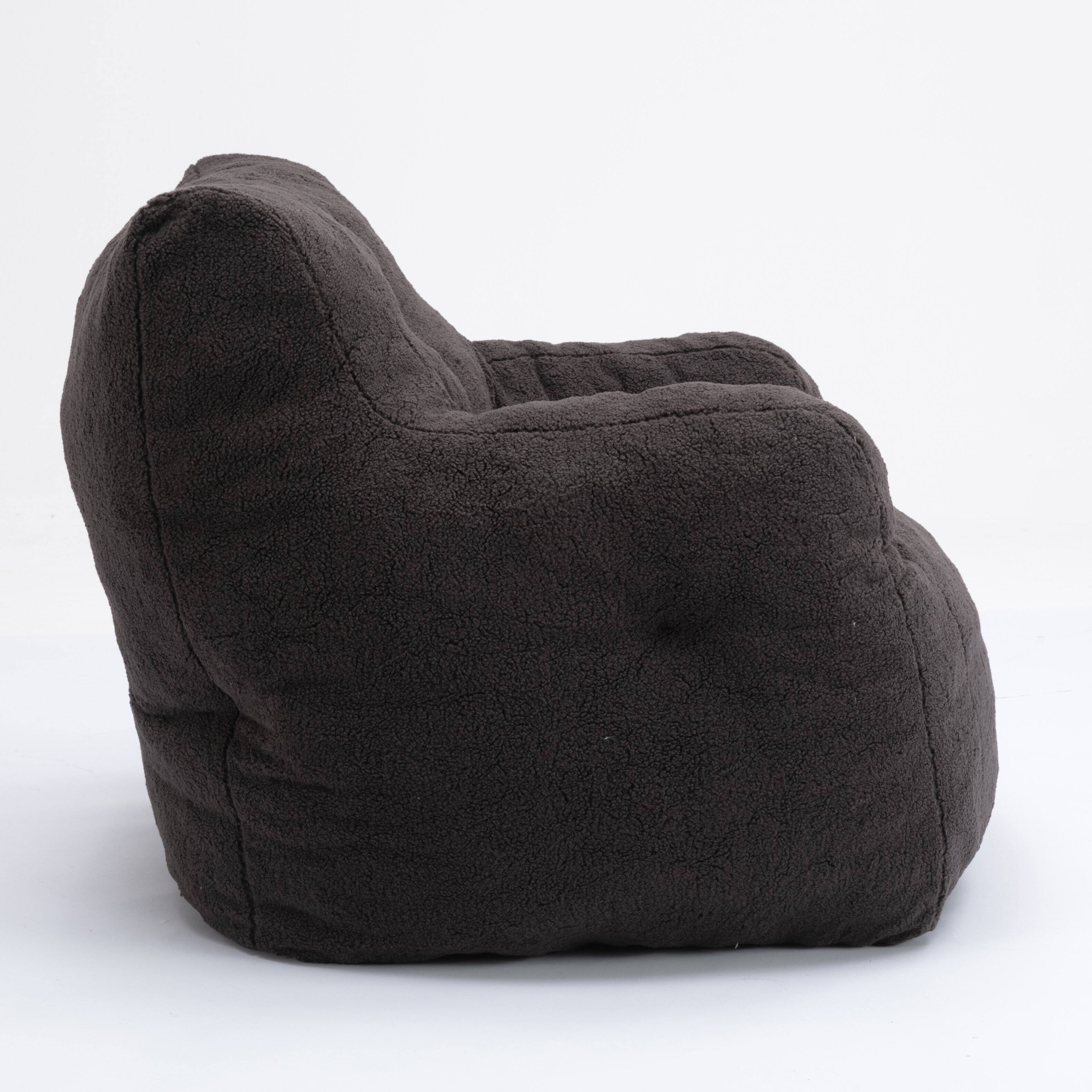 Alt View 9. GOODSILO - Luxury Plush Bean Bag Chair with Ergonomic Support - Soft Teddy Fabric and Memory Foam Filling for Ultimate Comfort - Dark Gray.