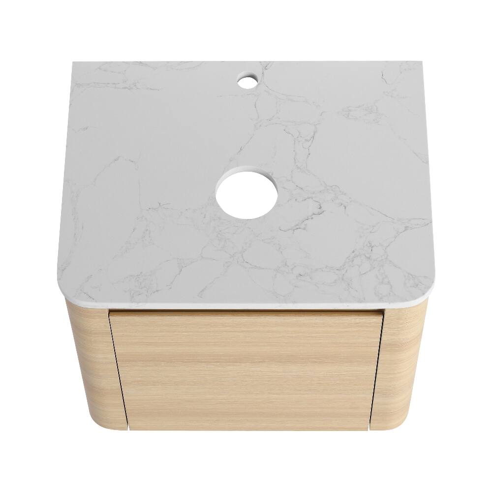 Alt View 3. Loheer - Loheer 24 inch wall mounted bathroom vanity American White Oak floating vanity base without sink - American White Oak.