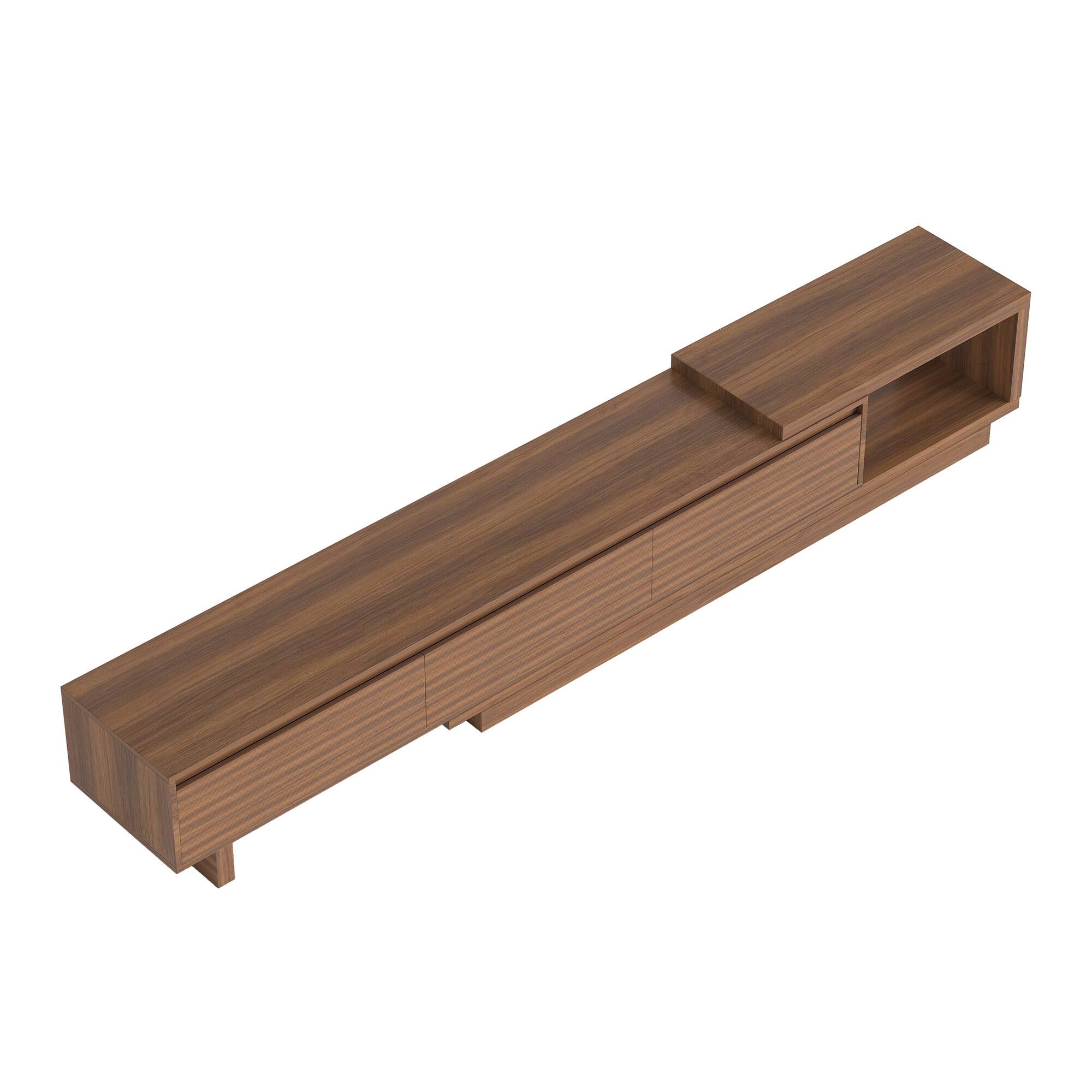 Alt View 8. luck idea - 78.74"–102.3" Extendable TV Stand with 3 Drawers, Textured Front Design & Modern Media Console for Living Room - Walnut Color.