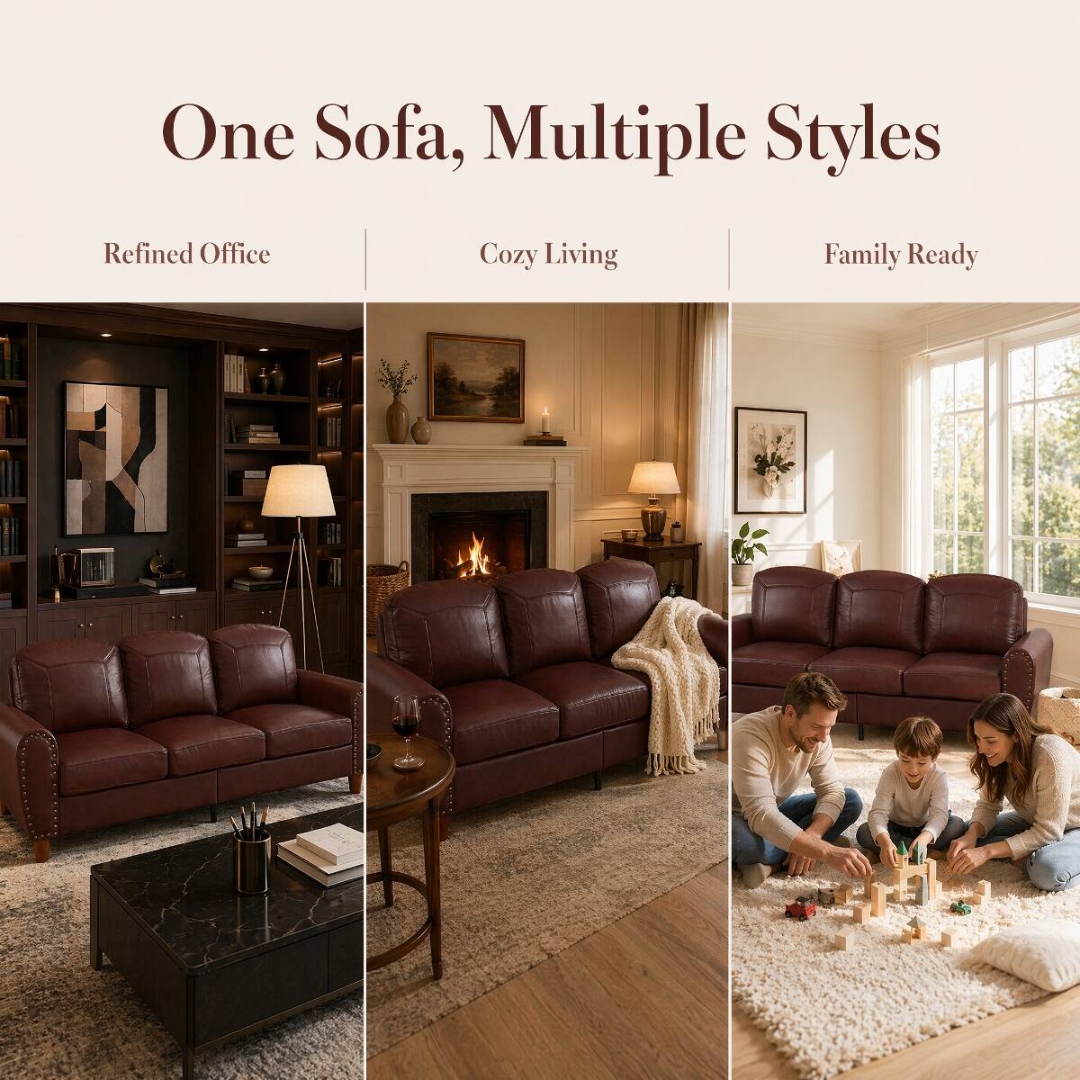 One Sofa, Multiple Styles

Refined Office
Cozy Living
Family Ready
