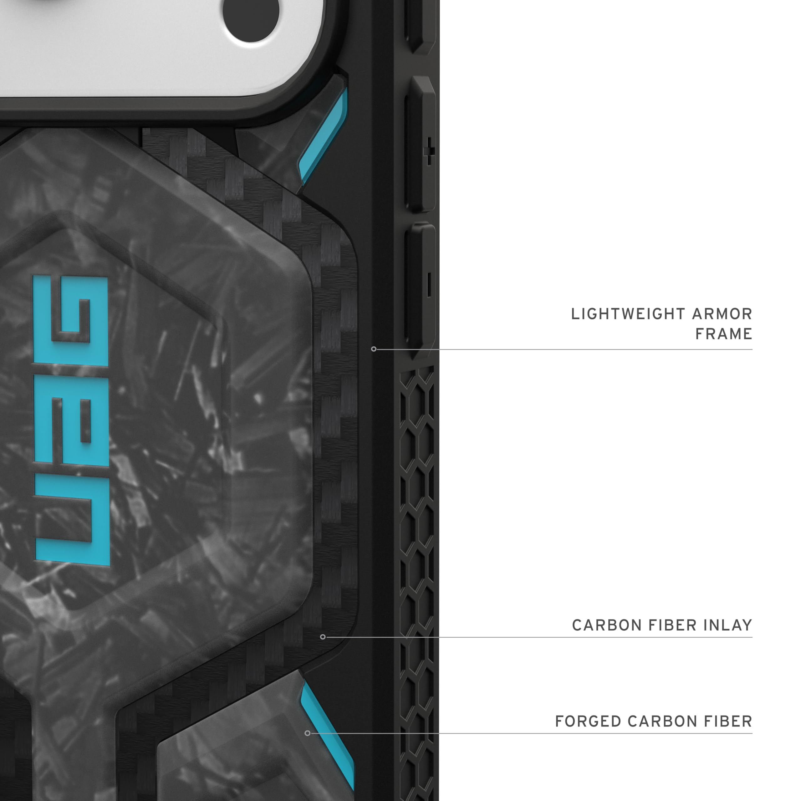 LIGHTWEIGHT ARMOR FRAME  
CARBON FIBER INLAY  
FORGED CARBON FIBER
