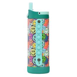 Elemental - Iconic Pop Stainless Steel Fidget Water Bottle 14 Oz, Flip-open Sports Cap - Graffiti Smile