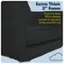 The image features a black chair with a thick cushion and a blue background. The chair is described as having an extra thick 3-inch foam fill for ultimate comfort and relaxation during extended use.