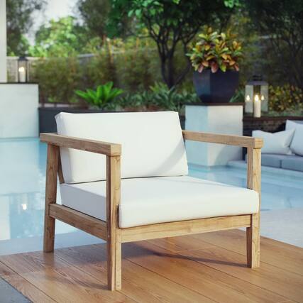 Front. Modway - Bayport Outdoor Patio Teak Armchair by Modway - Natural White.