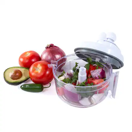Front. Kitchen + Home - Salsa Master Food Chopper - As Seen On TV Manual Food Processor - white.