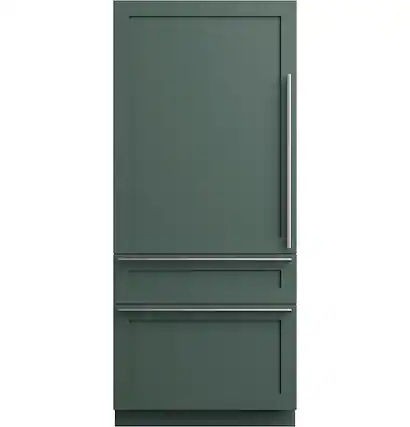 Front. Café - 36 in. Wide 20.1 Cu. Ft. Smart Integrated Bottom-Freezer Built-In Counter-Depth Refrigerator - Left Swing - Custom Panel Ready.