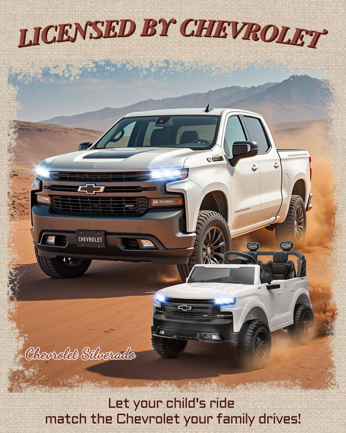 LICENSED BY CHEVROLET

Chevrolet Silverado

Let your child's ride match the Chevrolet your family drives!