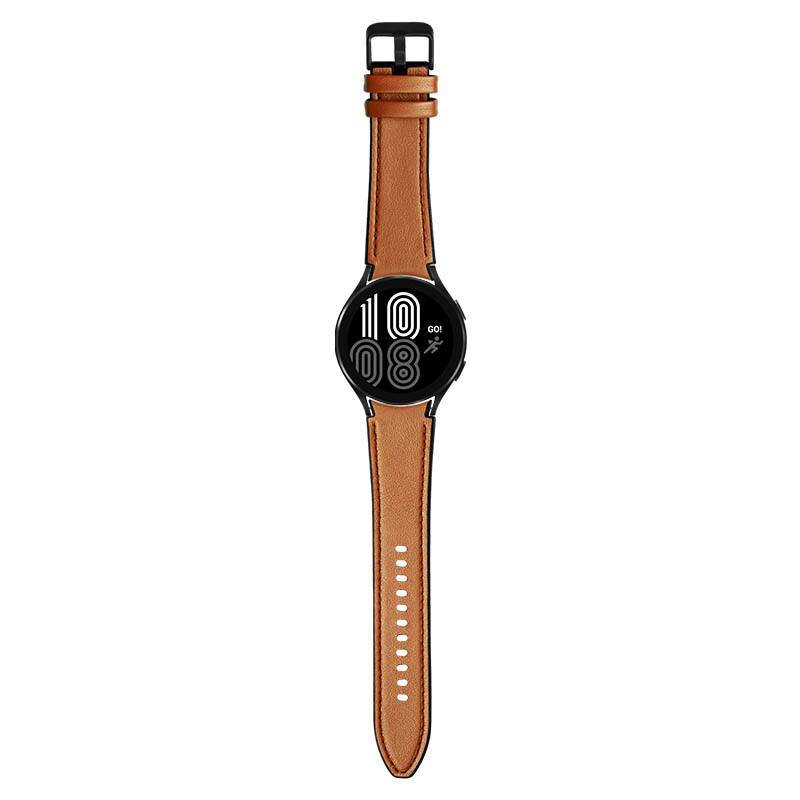 Front. StrapsCo - Hybrid Strap Leather and Rubber Watch Band For Samsung Galaxy Watch 7 (Short-Medium) - Brown.