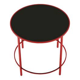 Furniture of America - Keefer Contemporary Glass Top Side Table - Red