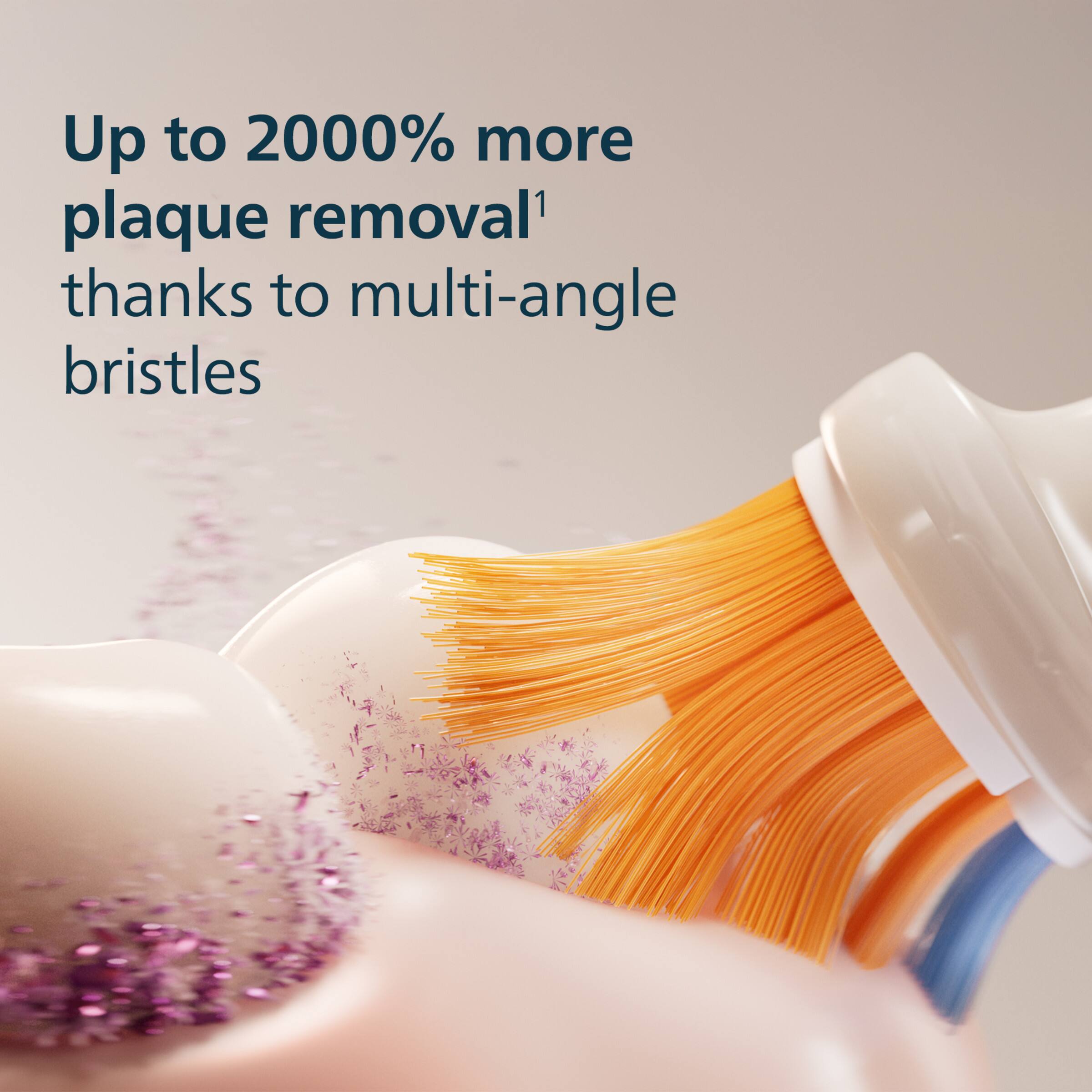 Up to 2000% more plaque removal¹ thanks to multi-angle bristles