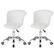 Front. Costway - PU Leather Armlress Swivel Desk Chair (Set of 2) - White.