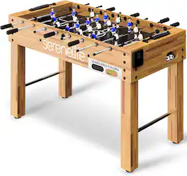 SereneLife - SLFSBLT75N 48in Competition Foosball Table, Height Adjustable, Arcade Soccer Set for Home, Game Room - Natural