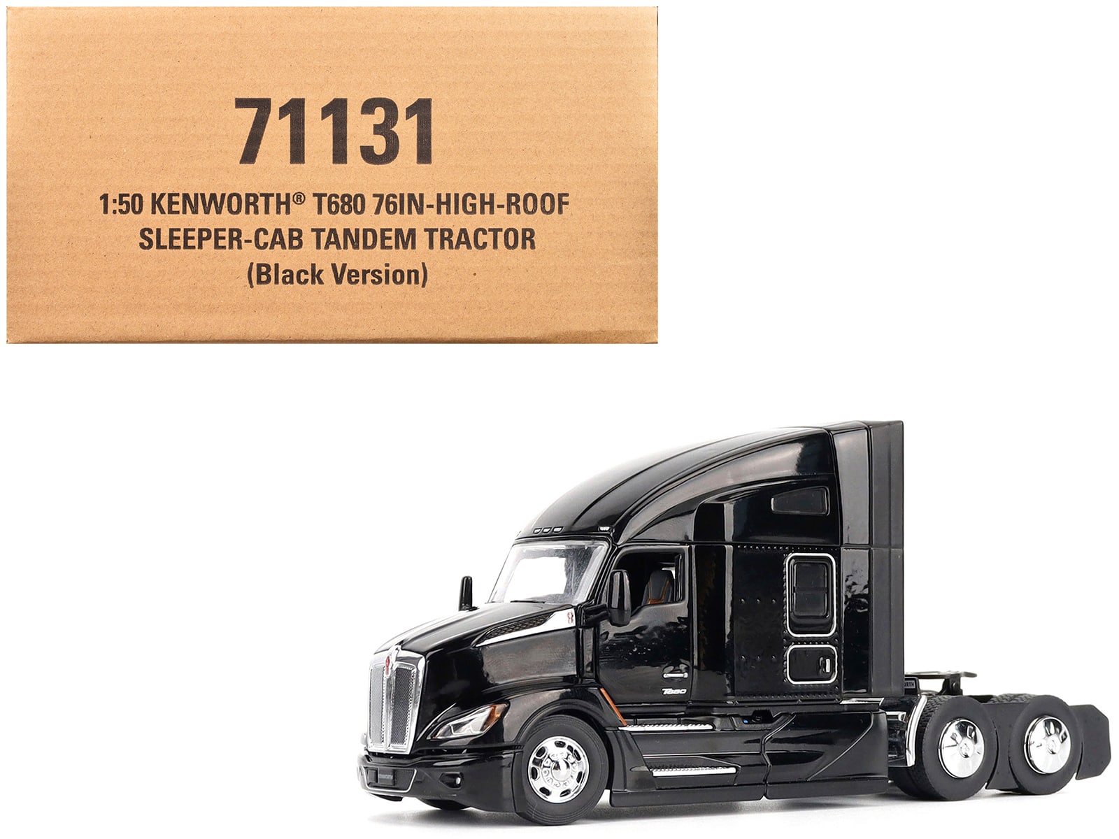 "Kenworth T680 76"" High Roof Sleeper Cab Truck Tractor Black ""Transport Series"" 1/50 Diecast Model by Diecast Masters" price history on PriceWatchPro