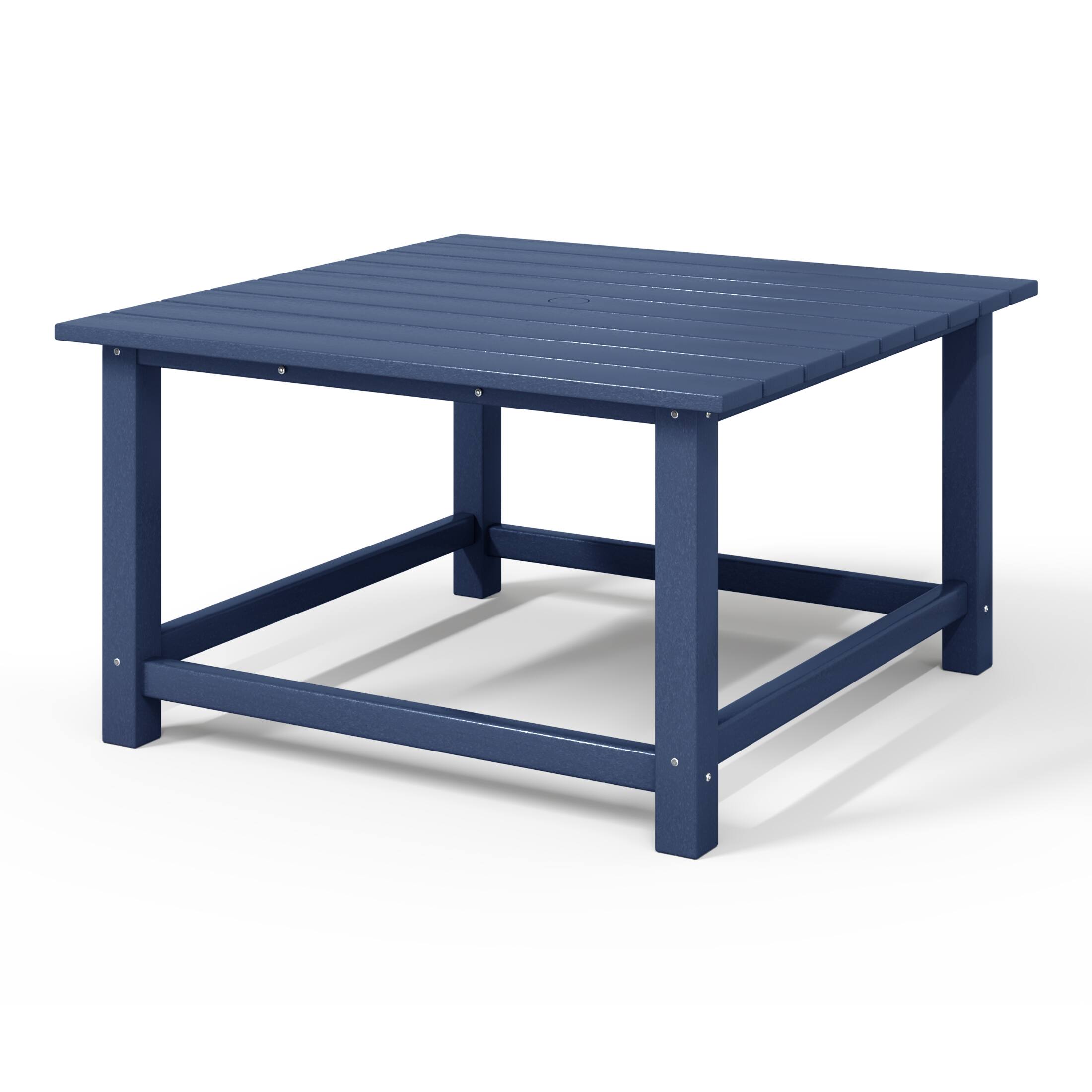 Back. WestinTrends - WestinTrends Malibu Low Outdoor HDPE Square Patio Coffee Table - Navy Blue.