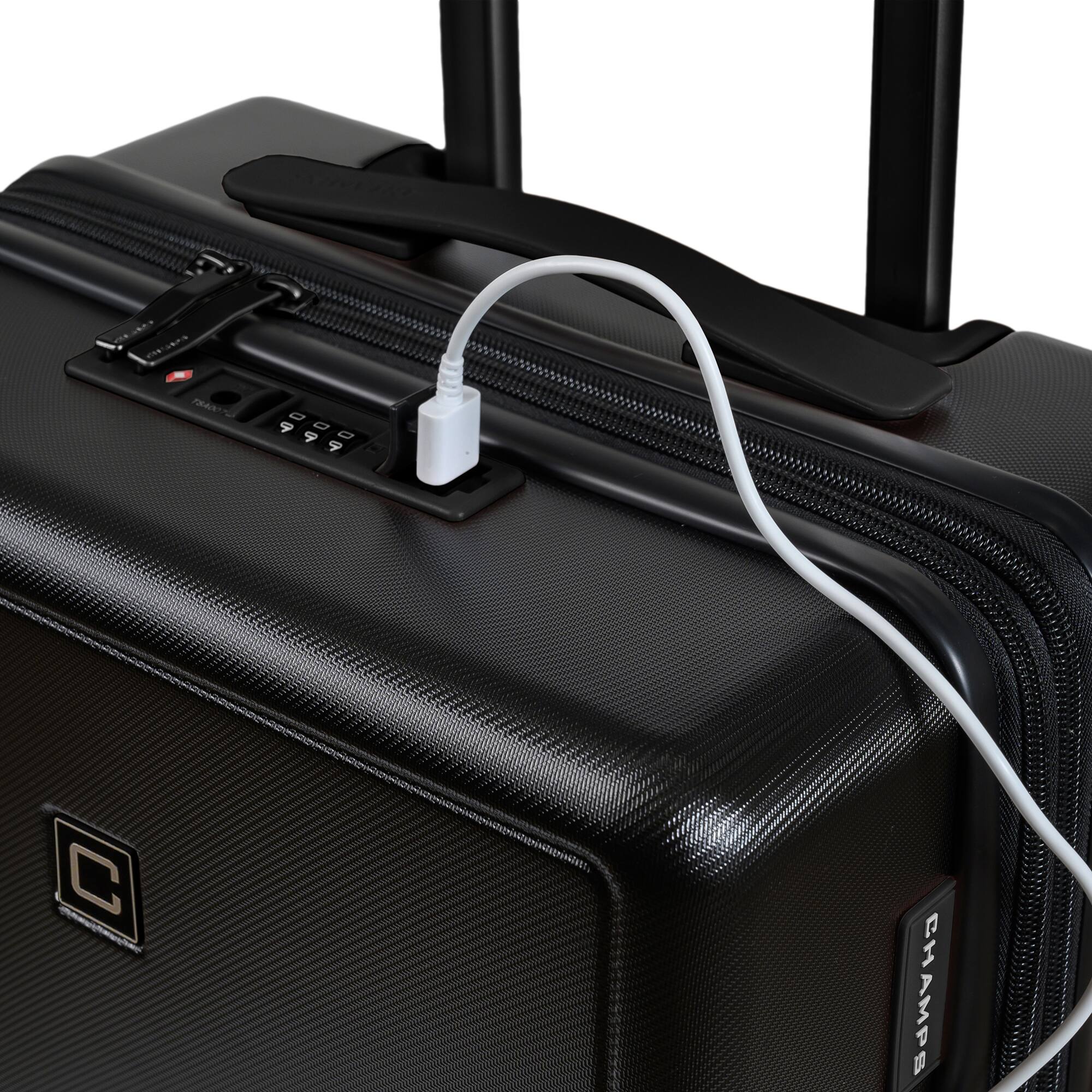 Left. Champs - Vintage Muse collection - 3-piece Hardside Luggage set - BlackBlack.