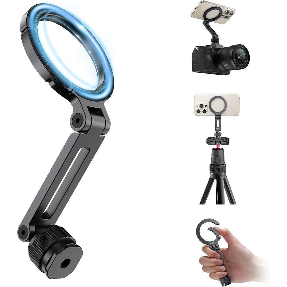 Front. PARKER SLATER - Magnetic Phone Tripod Mount – Aluminum, Black, 1/4" Screw - Silver.