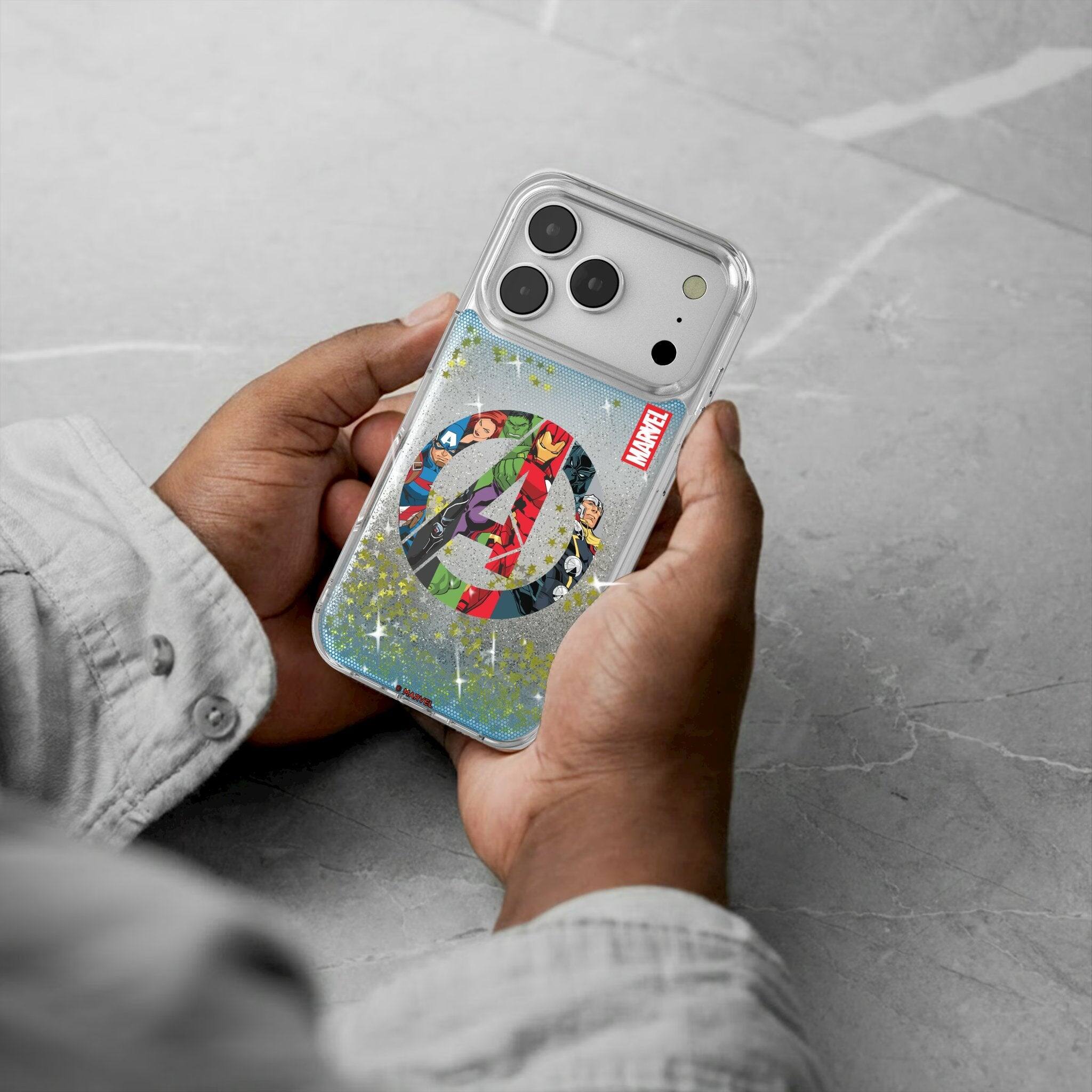 Alt View 1. Keyscaper - Marvel Grid Glitter Phone Case - Apple iPhone 17 Pro - Avengers.