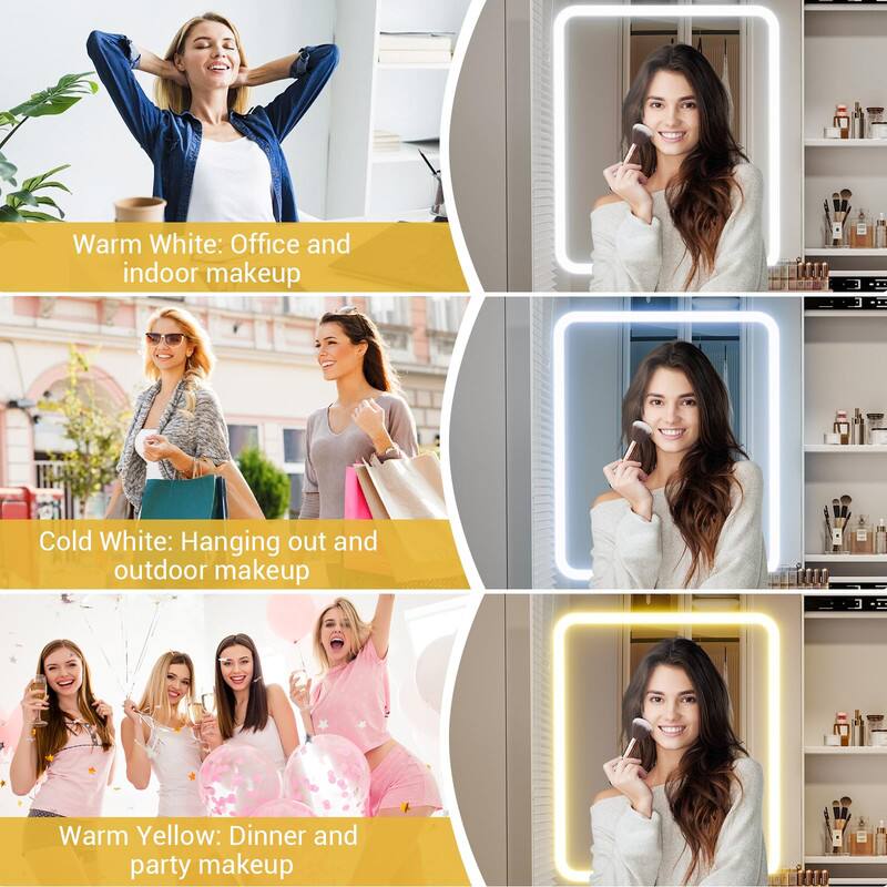 Warm White: Office and indoor makeup

Cold White: Hanging out and outdoor makeup

Warm Yellow: Dinner and party makeup