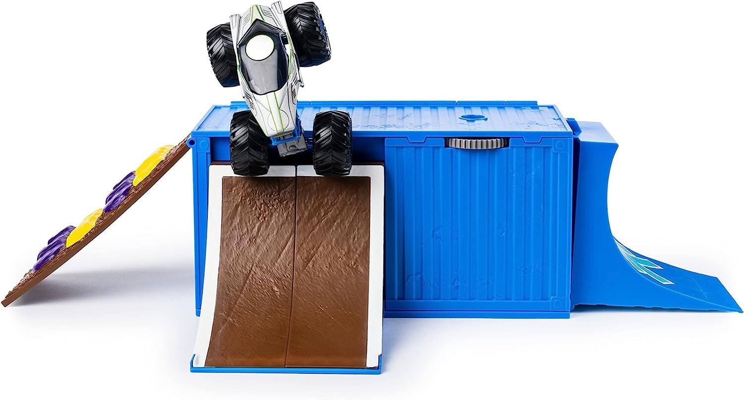 Left. Monster Jam - Monster Jam Ship It & Flip It Transforming Playset with Exclusive 1:64 Scale Die-Cast Truck - Multicolor.