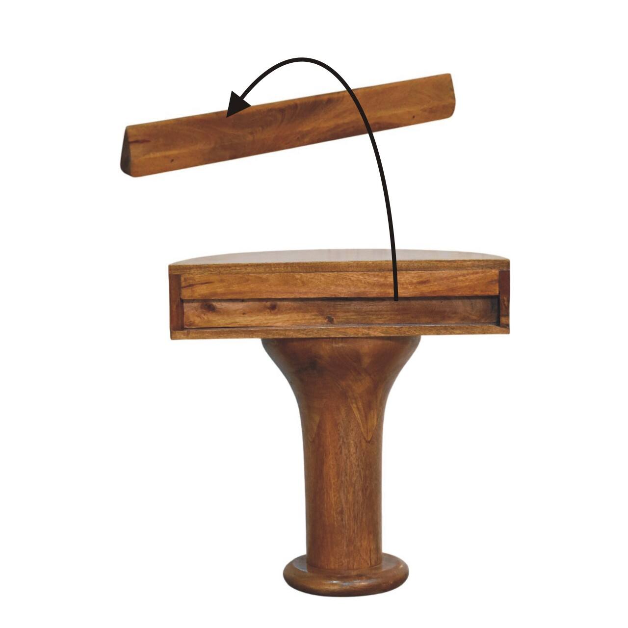 Alt View 7. Artisan Furniture - Artisan Furniture Solid Wood Pedestal Curved Bedside, Brown - Brown.