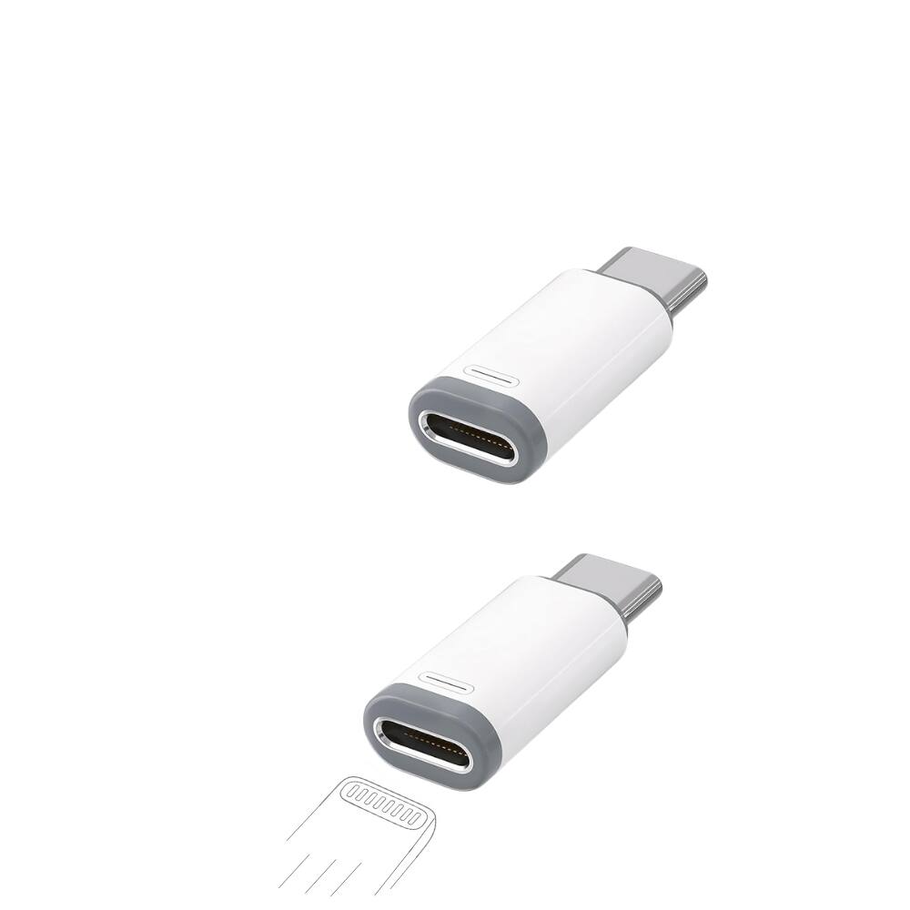 Alt View 1. Qixxronics - Lightning to USB-C Adapter, Lightning to Type-C Adapter (2 Pack) - White.