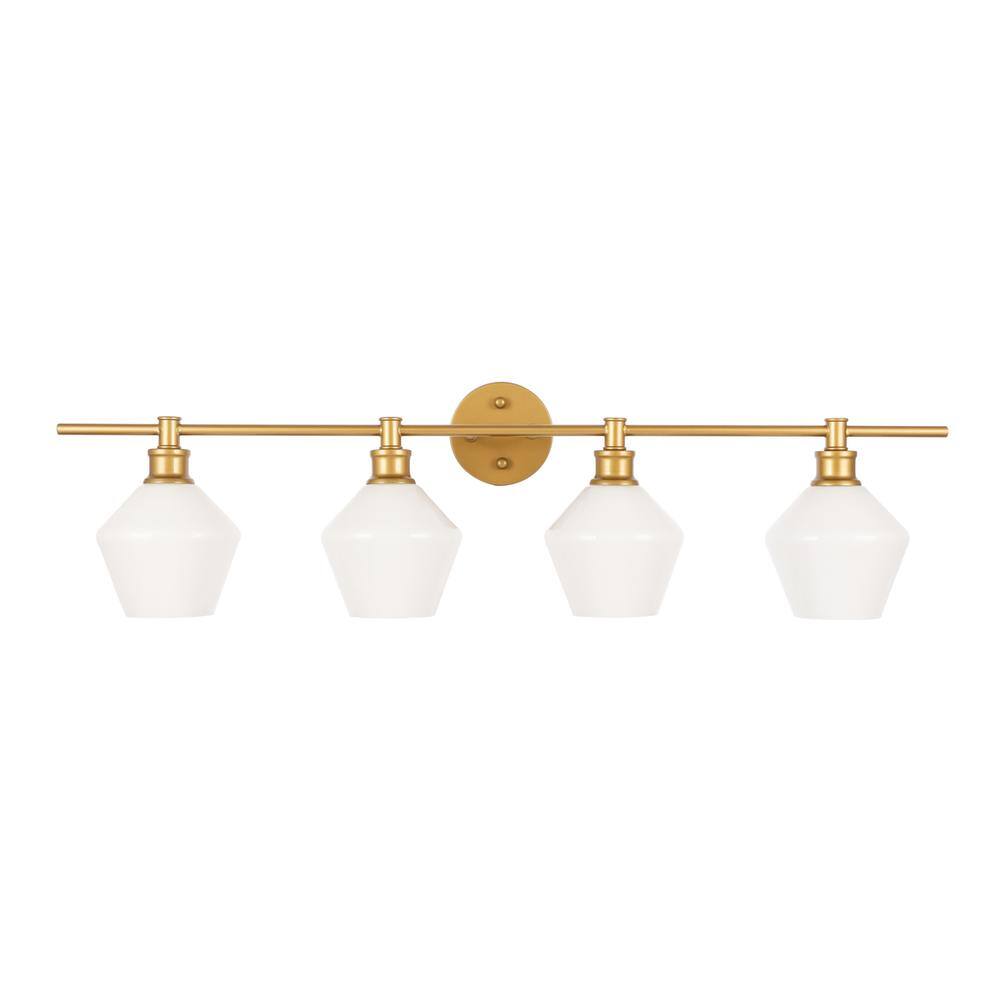Back. Living District - Gene 4 light Brass and Frosted white glass Wall sconce - Brass And Frosted White Glass.