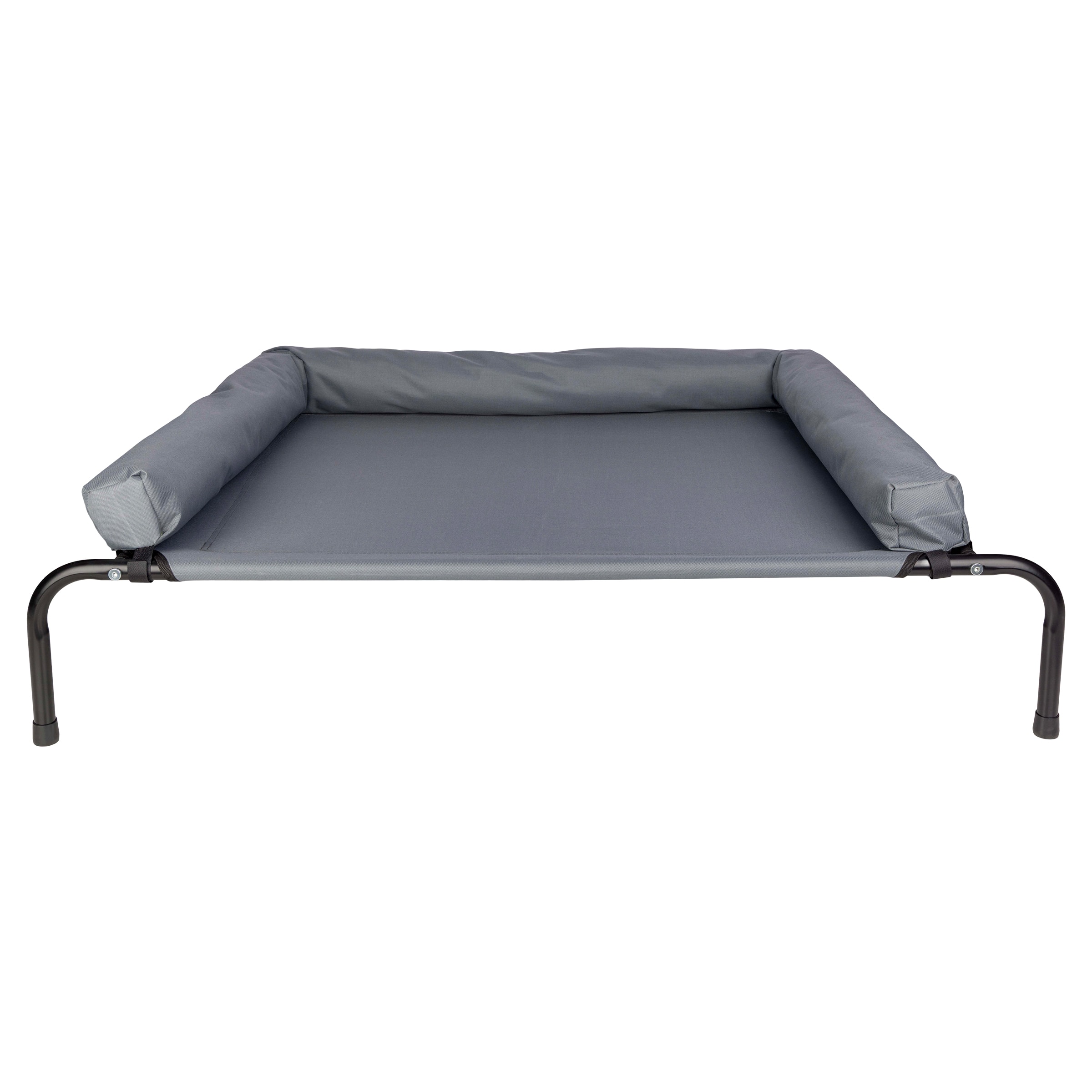 PetMaker - Elevated Dog Bed with 3-Sided Removable Bolster, Gray, 43.5”x32” - Gray/Black