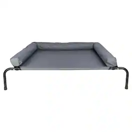 PetMaker - Elevated Dog Bed with 3-Sided Removable Bolster, Gray, 43.5”x32” - Gray/Black