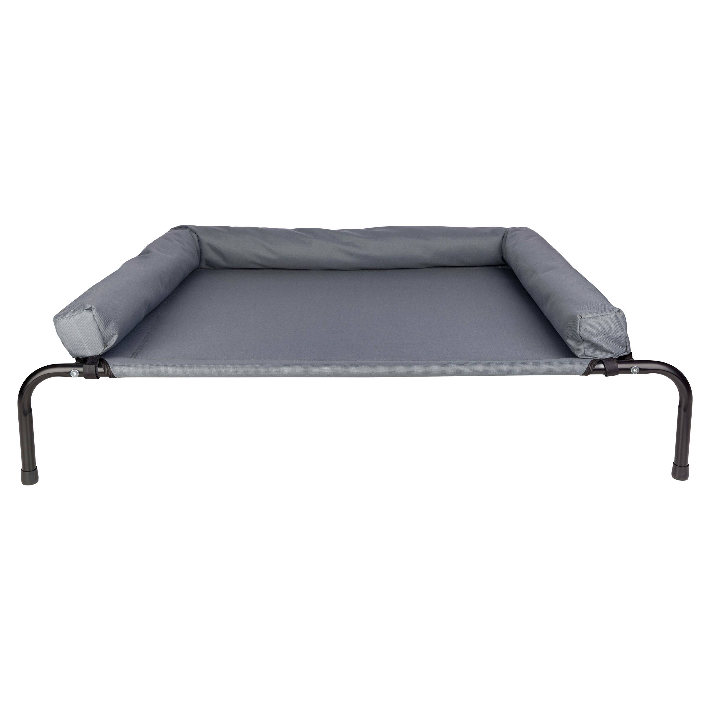 PetMaker - Elevated Dog Bed with 3-Sided Removable Bolster, Gray, 43.5”x32” - Gray/Black