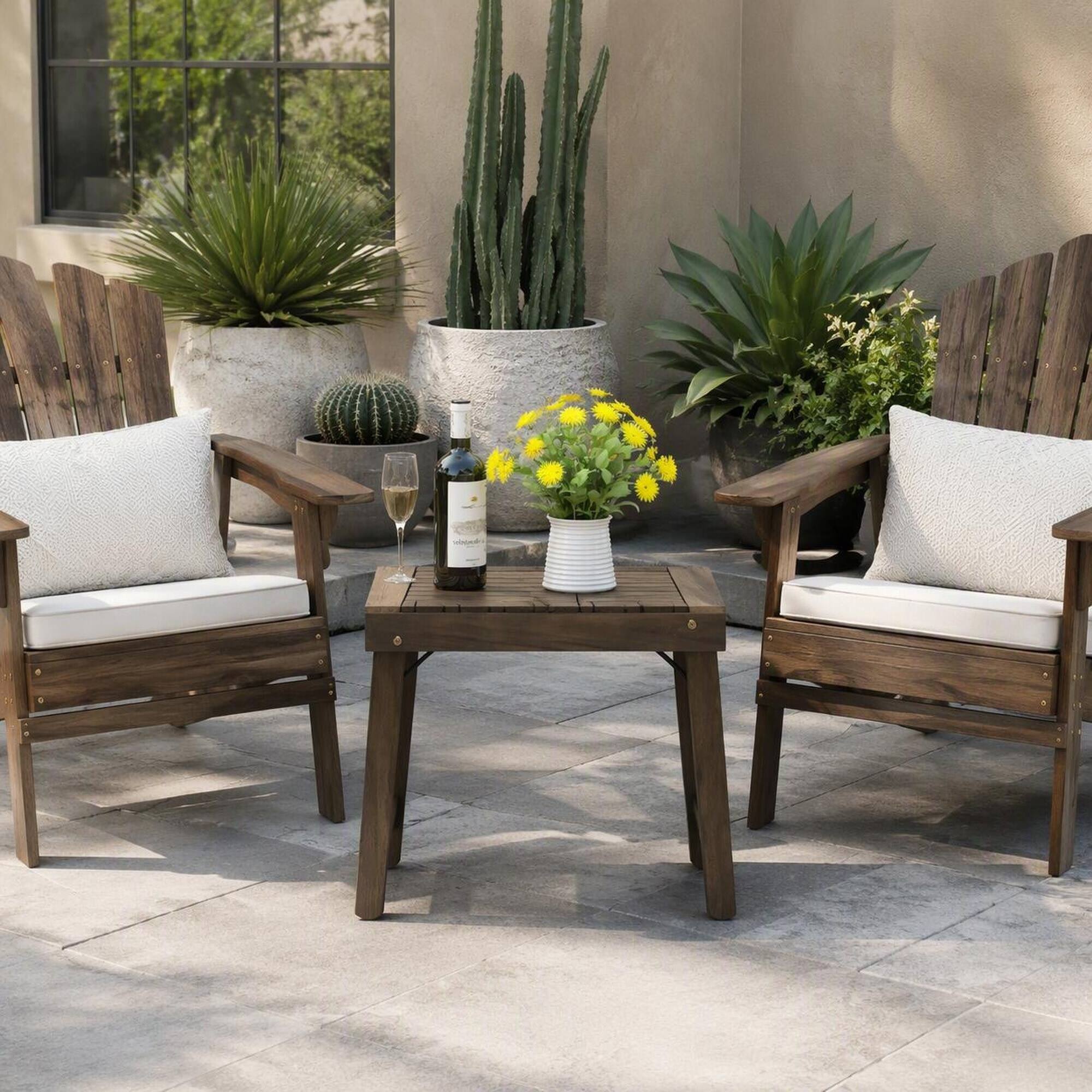 Left. RYHNUYNE - Solid Wood Outdoor Side Table, Grey Brown Slatted Patio End Table for Garden Backyard Porch Balcony - Grey.