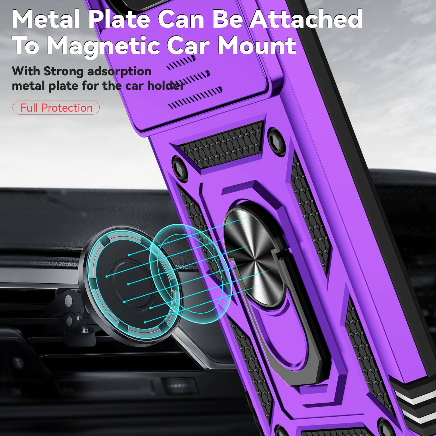 Metal Plate Can Be Attached To Magnetic Car Mount

With Strong adsorption metal plate for the car holder

Full Protection