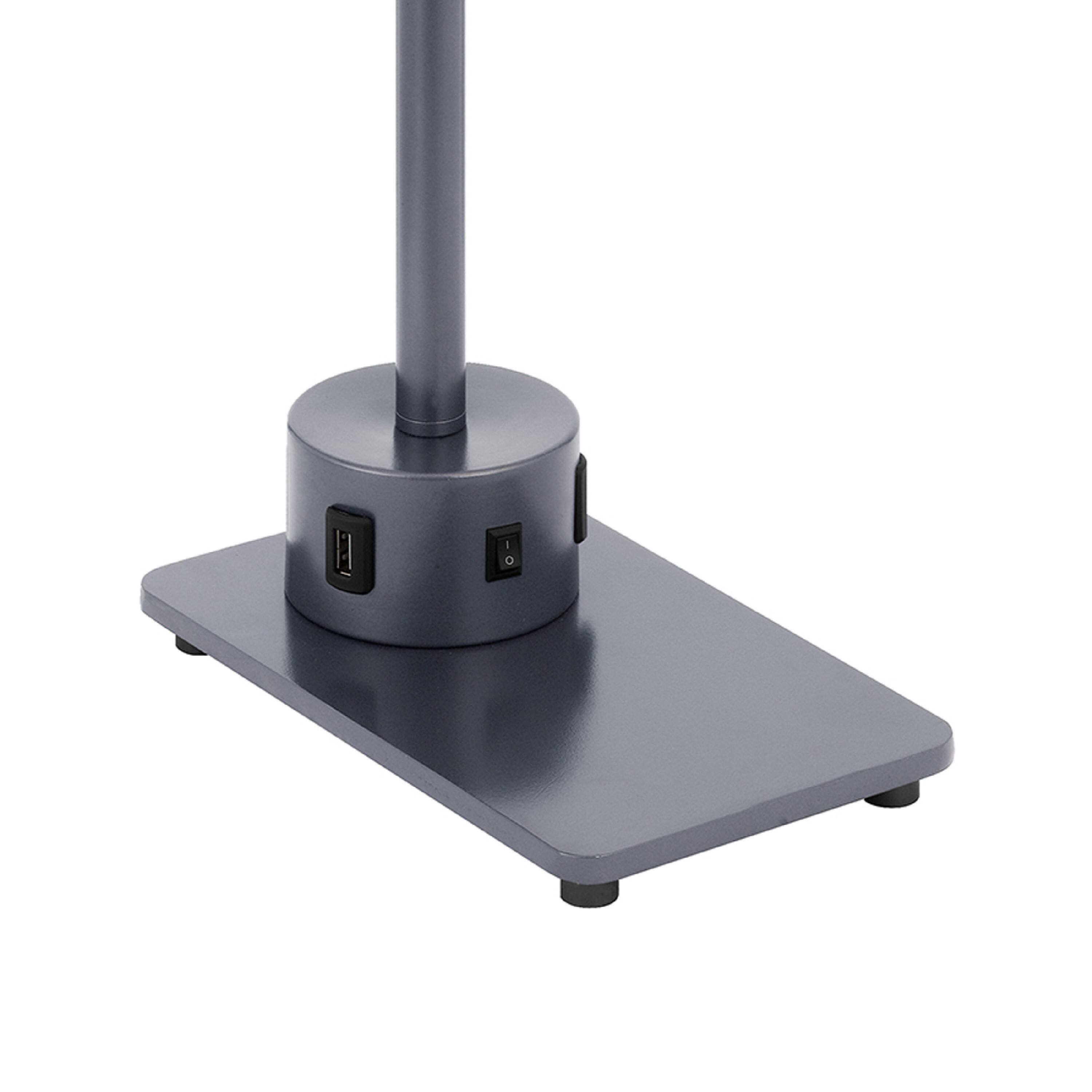 Alt View 2. Manhattan Lane - Modern Desk Lamp with LED Light and 2 USB Ports, 18 Inch - Gray.