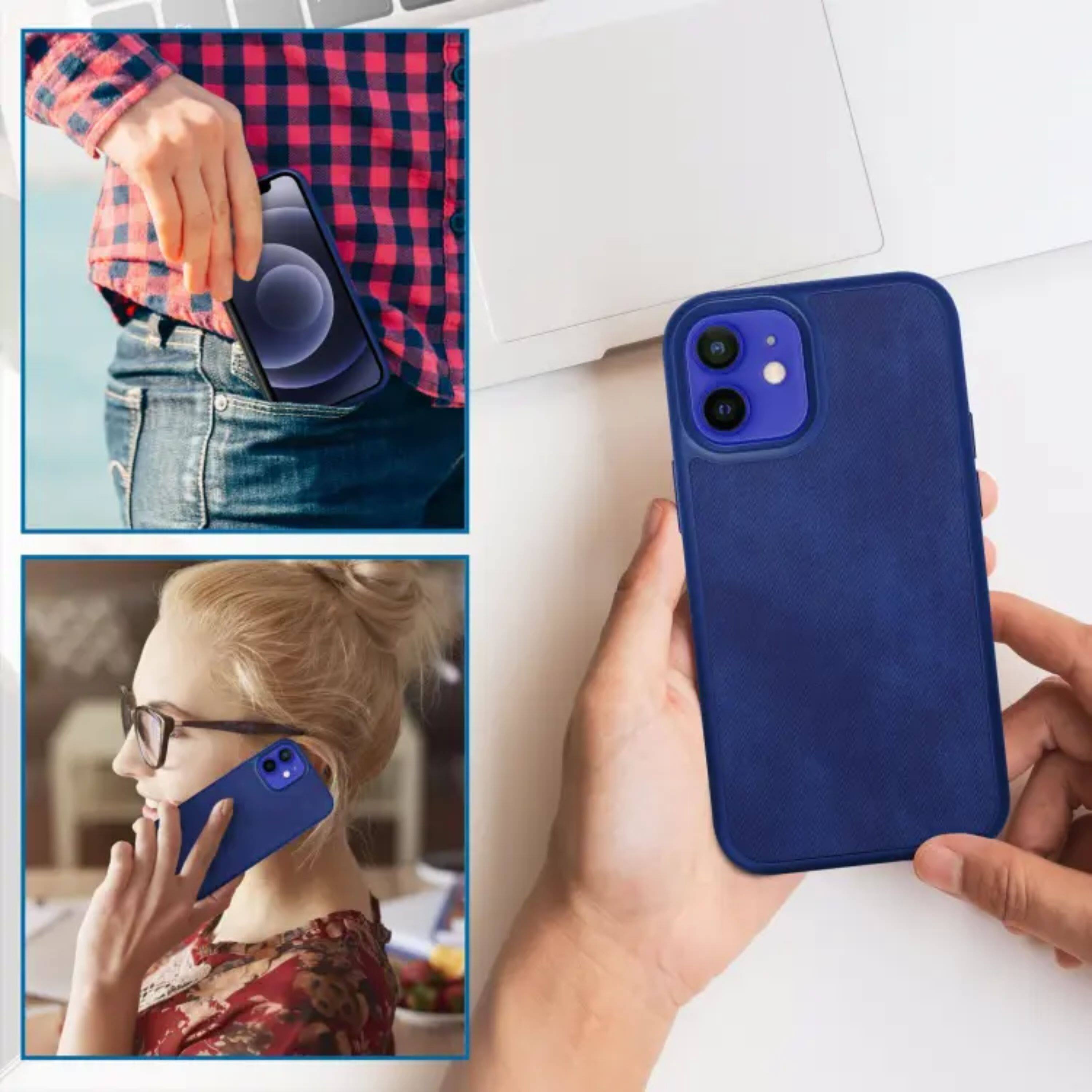 Left. Kitcheniva - Luxury Ultra Slim Case For iPhone 12 With Sleek And Refined Design Blue - Blue.