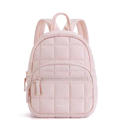 Front. Bagsmart - Backpack Purses for Women,Lightweight Quilted Mini Backpack,Water-resistant Puffer Small Daily Backpack Fashion Bookbag - Pink.