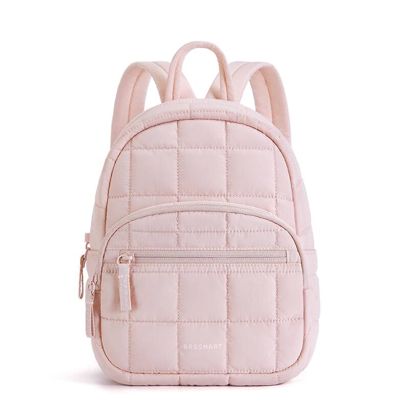 Front. Bagsmart - Backpack Purses for Women,Lightweight Quilted Mini Backpack,Water-resistant Puffer Small Daily Backpack Fashion Bookbag - Pink.