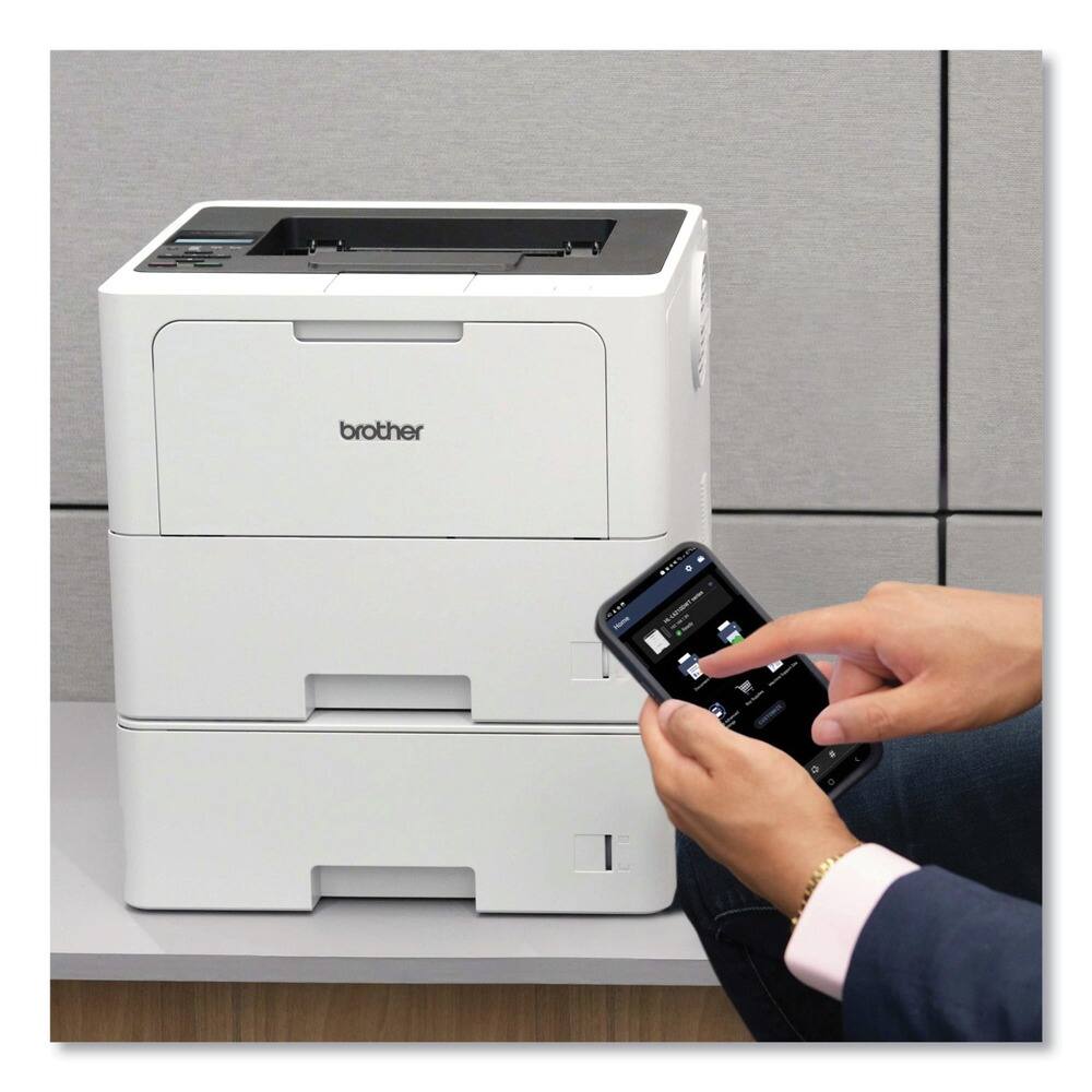 Left. Brother - HLL6210DWT Business Monochrome Laser Printer with Dual Paper Trays - Gray.