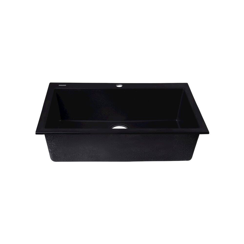Alt View 1. Alfi - Black 30" Drop-In Single Bowl Granite Composite Kitchen Sink - Black.