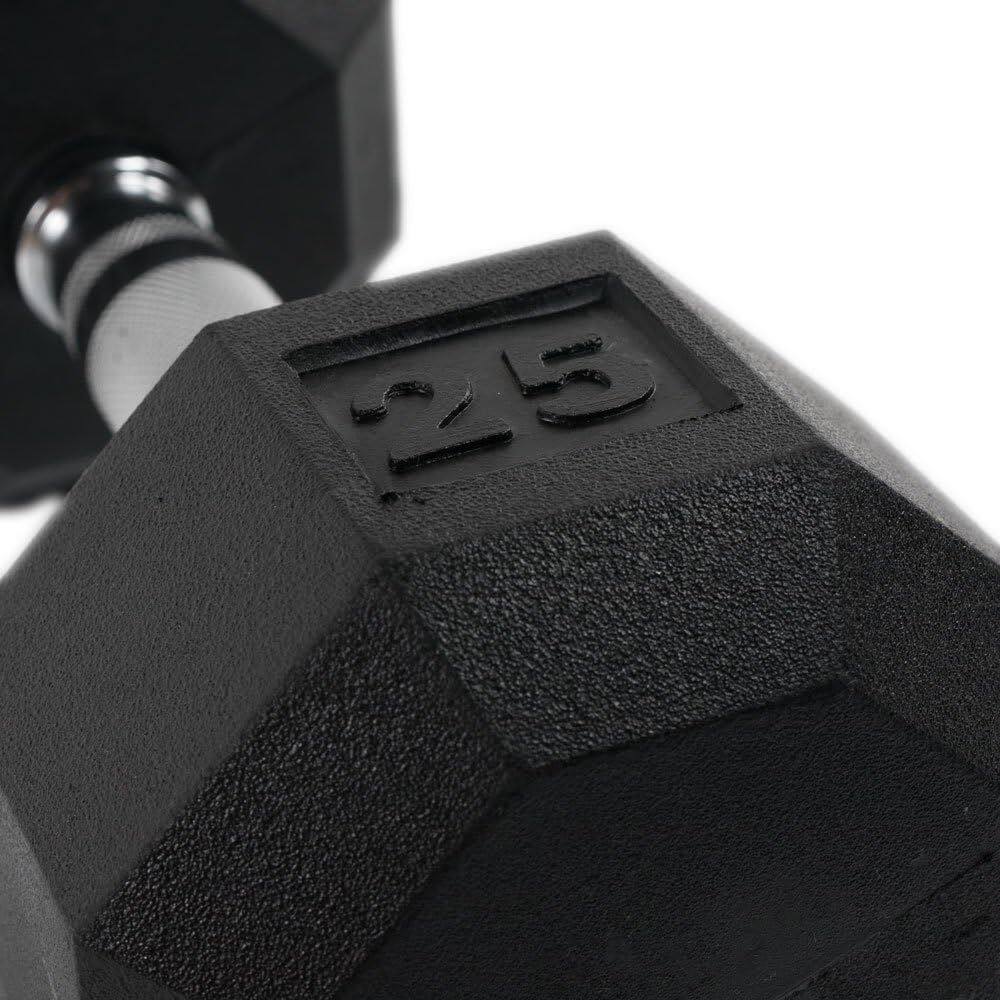 Alt View 2. Power Systems - Octagonal Dumbbell, 25 lbs Rubber Coated Dumbbell Weight (Single Dumbbell) - Black,Silver.