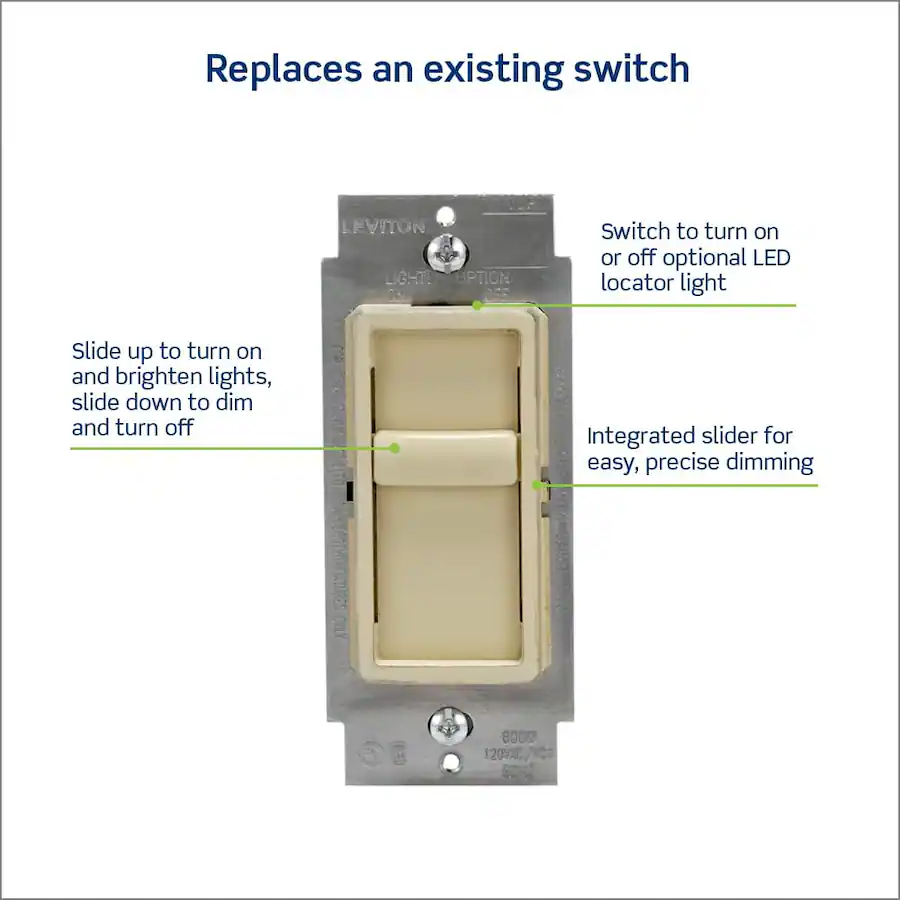 Leviton SureSlide Dimmer Switch for Dimmable LED, Halogen and ...