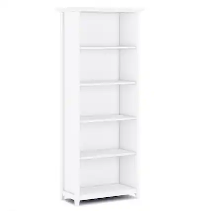 Front. Simpli Home - Amherst 5 Shelf Bookcase - White.