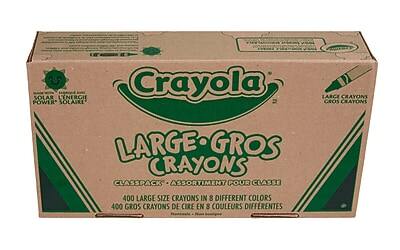 Crayola  
LARGE - GROS CRAYONS  
CLASSPACK - ASSORTIMENT POUR CLASSE  
400 LARGE SIZE CRAYONS IN 8 DIFFERENT COLORS  
400 GROS CRAYONS DE CIRE EN 8 COULEURS DIFFÉRENTES  
SOLAR ENERGY POWER - SOLAIRE