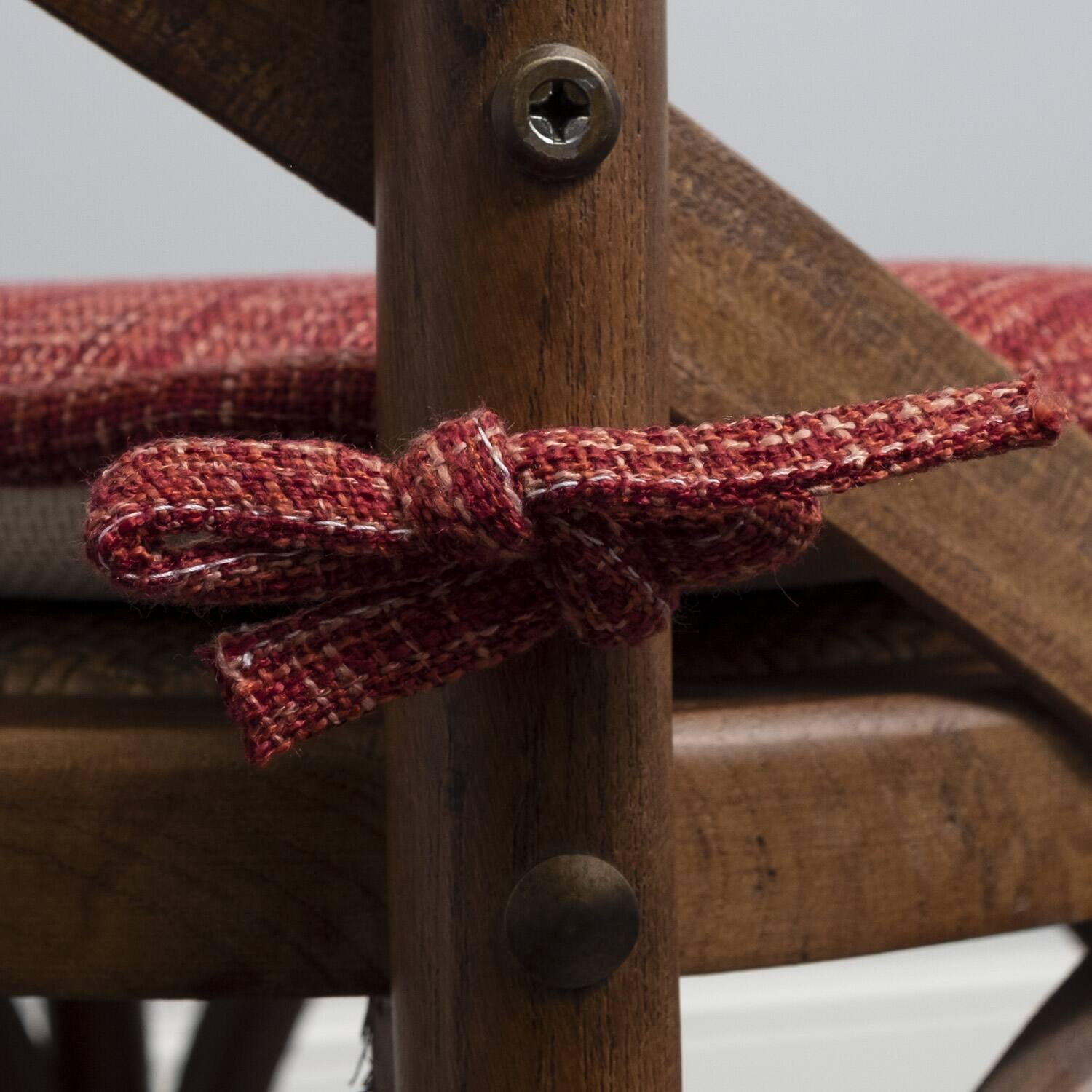 Left. Sweet Home Collection - Aria Memory Foam Non-Slip 16" x 16" Chair Cushion Pad with Ties, 2-Pack - Burgundy.