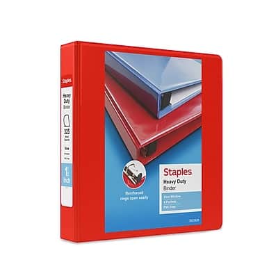 "Staples - Heavy Duty 1 1/2"" 3-Ring View Binder, D-Ring - Red" price history on PriceWatchPro