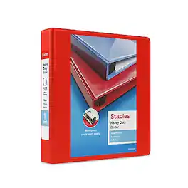Staples - Heavy Duty 1 1/2" 3-Ring View Binder, D-Ring - Red