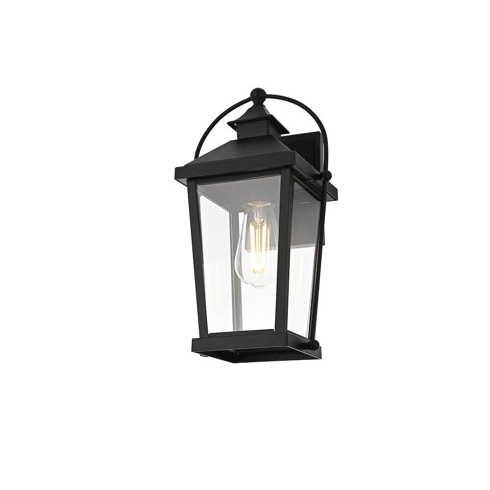 Left. Elegant Lighting - Luz 14 inch Outdoor Wall sconce in Black - Black And Clear.