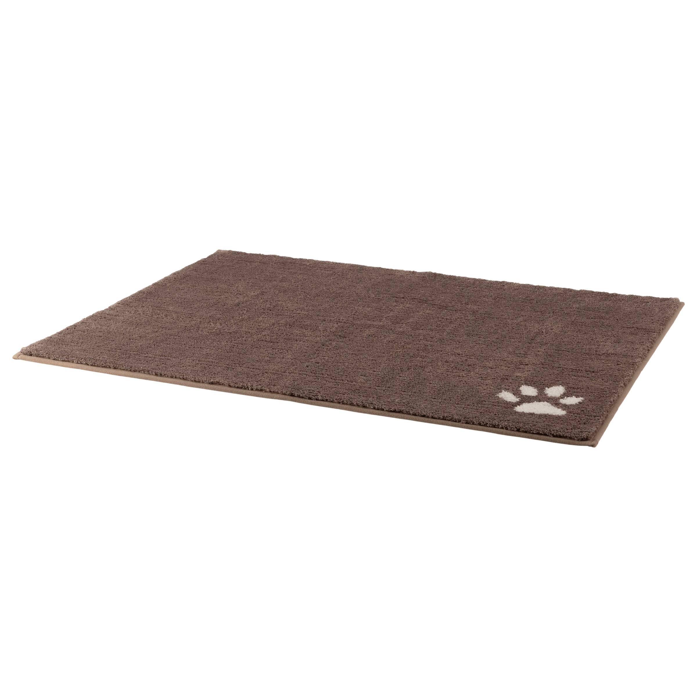 Angle. PetMaker - Dog Door Mat for Muddy Paws - BrownwithWhitePawPrint.